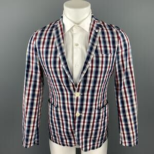 GREEN LABEL RELAXING Size XS Navy & Red Plaid Cotton Sport Coat